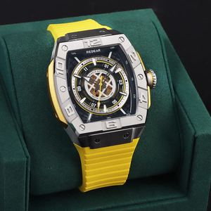 Fashion Luxury Sport <b>Chronograph</b> Sapphire Crystal Waterproof <b>Automatic</b> Movement Stainless Steel Case Rubber Strap Wrist Watch - Product Image 1