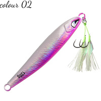 Jigs métalliques Glow 60g 80g 100g 120g avec hameçons simples à barbe et plumes, leurres artificiels durs pour la pêche au maquereau, leurres de jigging