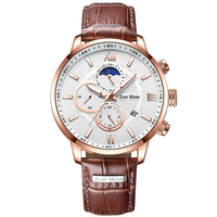 Conjunto de reloj de diseñador para hombre de alta calidad, resistente al agua, verde, transparente, estilo empresarial, banda de cuero, movimiento de cuarzo, posición de esfera