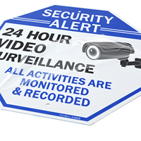 Panneaux de surveillance vidéo personnalisés au prix d'usine, panneau CCTV bleu foncé, panneau de jardin étanche avec poteau en aluminium