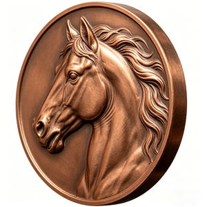 Pièce de monnaie en cuivre de 1 once, de qualité supérieure, à motif de cheval gravé en relief, de conception artisanale, pièce de monnaie ronde commémorative de collection - Product Image 2