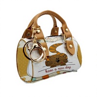 Mini porte-clés motif chat en cuir PU, pendentif breloque pour sac, cadeau promotionnel pour sacs