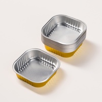 Moules à gâteau carrés en aluminium 10oz (4.41"*4.41") 320ml, mini contenants alimentaires jetables avec couvercle PET, pour pouding et cuisson
