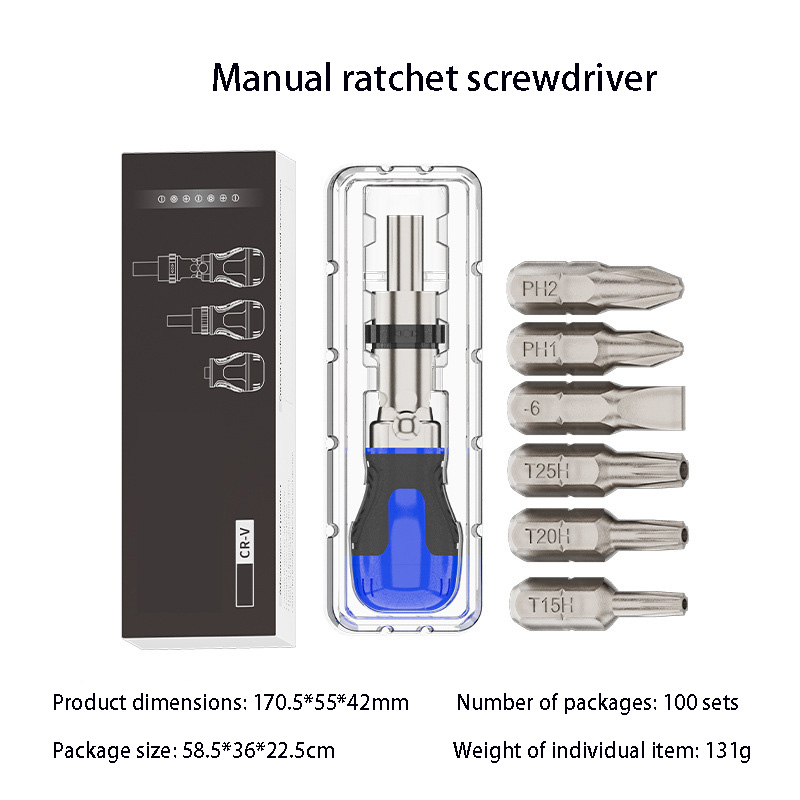 7-in-1 Union Angle Ratchet Nut Screwdriver * Blue