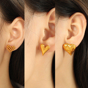 Heart-Shaped <b>Stud</b> <b>Earrings</b> Zinc Alloy Women's Fashion Jewelry Gift <b>Earrings</b> EH486 EH487 EH488 - Product Image 4