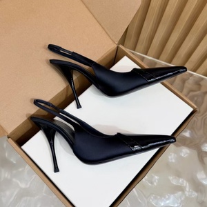 Leather-covered pointed-toe backless thin strap high heel ladies light luxury banquet casual elegant high-heeled single <b>shoe</b> - Product Image 4