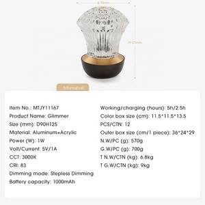 Lampada Notturna LED Moderna e Creativa, <span class=keywords><strong>Luce</strong></span> Calda, Dimmerabile Senza Livelli, Controllo Touch, Lampada da Comodino e Scrivania <span class=keywords><strong>di</strong></span> Media Dimensione, Ricaricabile - Product Image 5