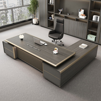 Bureau de PDG personnalisé de luxe moderne noir en forme de L en bois mobilier de bureau directeur directeur directeur patron bureau de Table