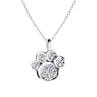 Collier pendentif Gemnel en laiton plaqué or 14 carats et zircon, motif patte de chat ou de chien, tendance, pour femme