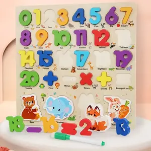 Alphabet Lettre Chiffre Planche à dessin Enfants Educatif Forme Matching Toy Double Face Bois enfants jouets éducatifs