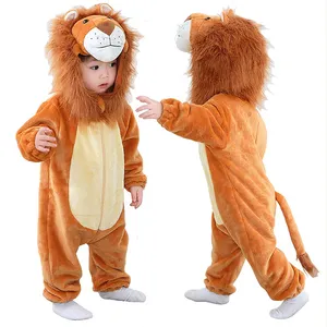 学步儿童热卖婴儿连身裤橙色狮子服装动物一体式连身裤万圣节