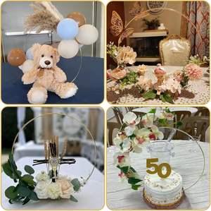 12 pouces métal Floral <span class=keywords><strong>cerceau</strong></span> pièce maîtresse avec support pour <span class=keywords><strong>table</strong></span> métal macramé or couronne anneau avec supports support - Product Image 6