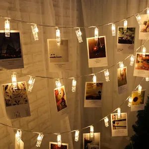 Cordão de luz de led para decoração natalina, luz de fada para decoração de natal, ano novo, 10, 20, 40 lâmpadas, guirlanda funciona a bateria, cartão, foto, 2019
