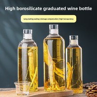 Bouteille de vin en verre borosilicate scellée, flacon gradué transparent haut de gamme, bouteille de liqueur infusée au ginseng, stockage de Baijiu fait maison