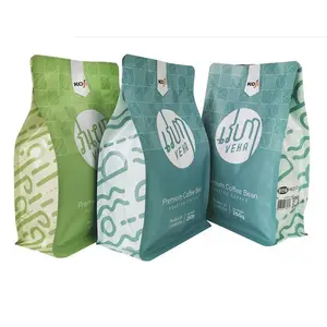 High-end 100% PLA Biodegradable Pouch Compostable Bags For Coffee Bag Printing Packaging Zipper Valve Bag Environmental