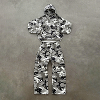 Survêtement de camouflage personnalisé, pantalon de survêtement baggy, sweats à capuche, streetwear Y2K 100% coton, fabricant d'ensemble de survêtement de camouflage