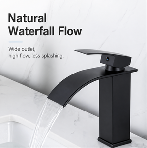 Rubinetto a Cascata Cromato per Lavabo Bagno, Miscelatore Monocomando per Hotel e Appartamenti - Product Image 1
