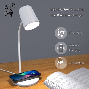 New Wireless Charging Led Desk Lamp Eyes Protection Table Lamp with bluetooth Speaker <b>Touch</b> Dimmable Reading Night <b>Lights</b> - Product Image 4