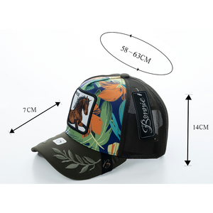 Casquette de camionneur Bonnie à 6 panneaux en maille avec broderie motif cheval unisexe décontractée printemps-été - Product Image 1
