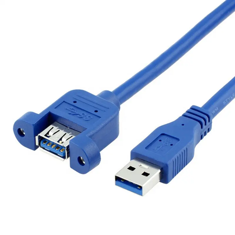 2022 high quality screw panel mount with ear a male to female usb3.0 usb 3.0 30cm usb extension cable 0.3m 3m 5m