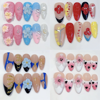 Faux Ongles à Presser de Luxe en Gros, 10 Pièces, Couverture Complète, French Manucure, Acrylique Nude Vert Court avec Colle Brillante, Design Carré pour Doigts
