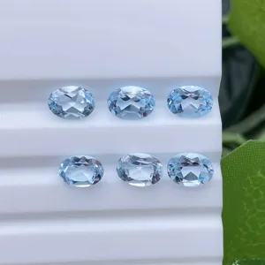 Oval Shape 4x3mm~20x15mm Good Quality Faceted Cut Loose Gemstones Sky Topaz For Jewelry Making Sky Blue Topaz