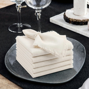 Serviettes de table carrées en coton et polyester avec franges, jetables, pour mariage, fête, dîner à la maison - Product Image 2