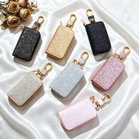 Étui à clés en métal scintillant pour voiture, pochette à clés à fermeture éclair avec paillettes, porte-clés tendance brillant, pochette de rangement multicolore pour femmes