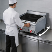 Grill de table commercial JUSTA en acier inoxydable (qualité 304) à charbon de bois, puissance 5000-10000W, gaz naturel/GPL/GNL, 60x65x47.5cm