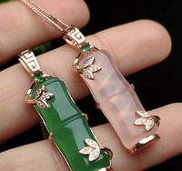 Collier en bambou plaqué or en gros, bijoux, pierre d'agate naturelle, pendentif en jade, colliers en bambou en acier inoxydable