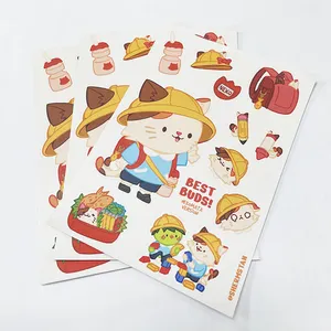 Eco-friendly Adhesive Cartoon Kiss Cut Sticker Sheet Custom Paper Sheet Sticker Printing