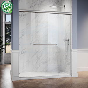 Porte coulissante en verre de sécurité transparent avec rail chromé, fabrication directe usine - Product Image 4