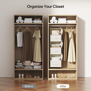 Organisateur de placard suspendu à <span class=keywords><strong>6</strong></span> étagères pour usage spécial avec 3 <span class=keywords><strong>tiroirs</strong></span> et poches latérales, étagères de rangement pliables à usage spécial - Product Image 2