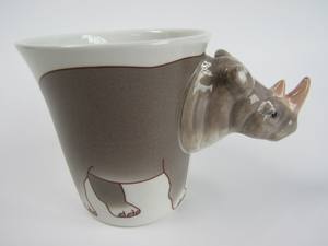 แก้วกาแฟเซรามิค 3 มิติ ลายไดโนเสาร์น่ารัก ขนาด 10.5 ออนซ์  วาดลายสัตว์ด้วยมือ ดีไซน์สร้างสรรค์ รูปทรงหัวแร้ง ใช้เป็นแก้วน้ำสำหรับนม - Product Image 2