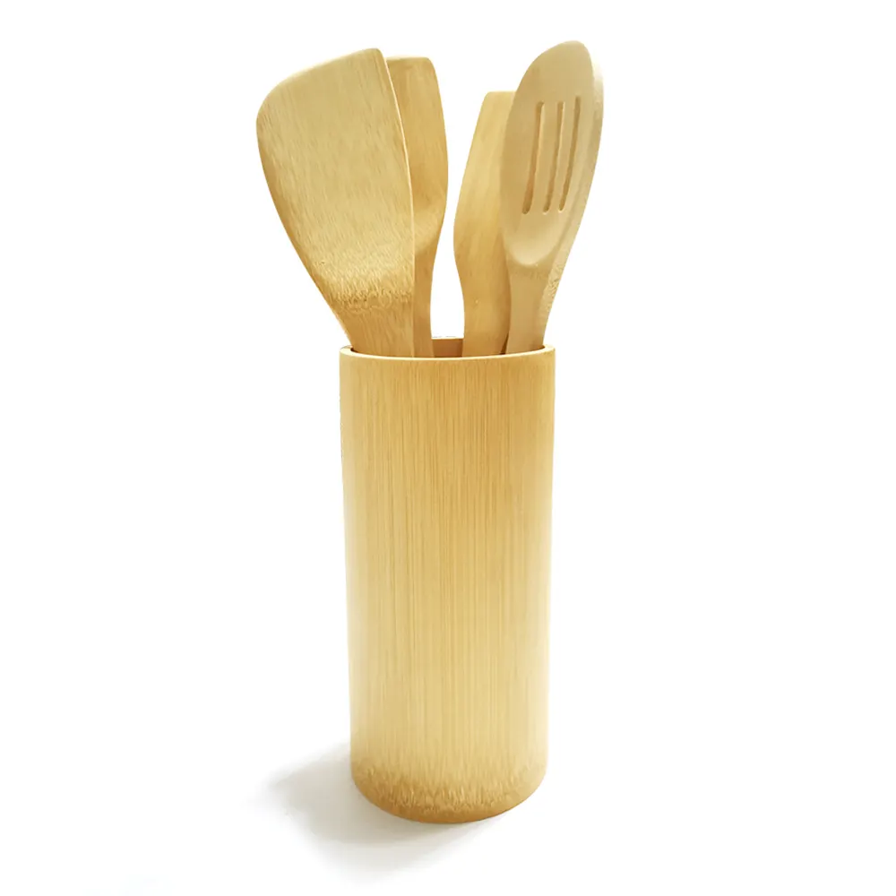 Antihaft-Kochgeschirrset Bambus Küchen utensilien Set Bambus Kochute nsilien Halter Spatel Schlitz Spatel Servier löffel