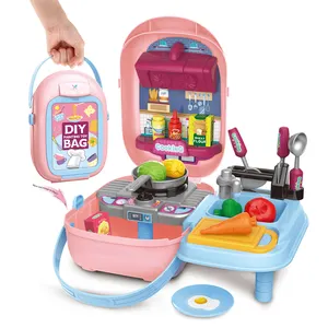 2020 New Arrival Play Pretend Kitchen Toys 30 PCS DIY Suitcase Play Kitchen Tool Set Toy Simulation Cooking Set For Kids