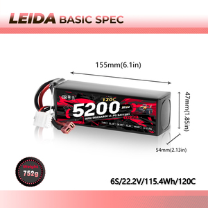 LEIDA LD05-4S5200 OEM 14.8V 120C Lithium Marine Batterij <span class=keywords><strong>5200mAh</strong></span> 4S voor RC vliegtuigen, quadcopters, auto's & boten - Product Image 3