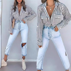 <span class=keywords><strong>Chemise</strong></span> en <span class=keywords><strong>lin</strong></span> et coton pour femmes, style streetwear, style mignon, lavable, best-seller, confortable et décontractée - Product Image 1