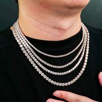 Collier Tennis Unisexe Hiphop de Haute Qualité en Argent Sterling S925 avec Diamants Moissanite VVS GRA Effet Glace