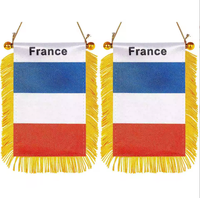 Drapeau de voiture miniature à suspendre pour rétroviseur, décoration avec ventouse et bannière à franges dorées