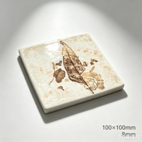 Carrelage mural en céramique Lance Leaf Tile 100x100mm, imprimé à la main, motif feuille allongée, pour crédence de cuisine