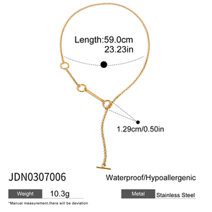 Collana a <span class=keywords><strong>Y</strong></span> J&<span class=keywords><strong>D</strong></span> da Donna in Acciaio Inossidabile Placcato Oro 18K, Impermeabile, Anti-Ossidazione, Delicata e alla Moda - Product Image 3