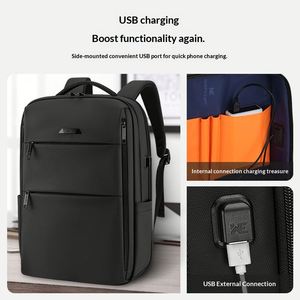 Men's Lightweight Business Waterproof Large Capacity Backpack for Travel, Multi-functional USB Port Anti-theft Laptop Backpack - Product Image 2