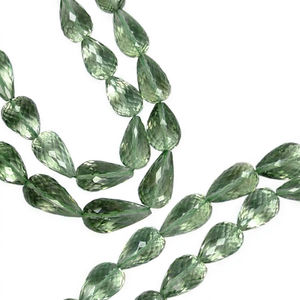 Premium Quality Natural <b>Amethyst</b> Loose Gemstone Teardrop Green Color Faceted Cut Custom Size Semiprecious Lot for Jewelry Uses - Product Image 1