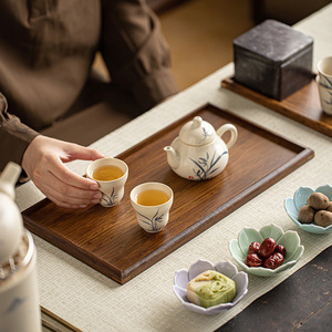 Chinese Style Rectangular Bamboo <b>Tray</b> Walnut Color <b>Tea</b> Serving <b>Tray</b> For Home Use Japanese Dessert <b>Tray</b> - Product Image 4