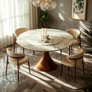 Bắc Âu phong cách cổ xưa Walnut Rock tấm bàn ghế thiết lập hiện đại Thiết kế đơn giản cho hộ gia đình nhỏ bàn ăn Bắc Âu - Product Image 2