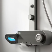 Tiktok tendance 3 fonctions ensemble de douche de salle de bain intelligent haut de gamme en cuivre intelligent LED affichage numérique système de douche à effet pluie