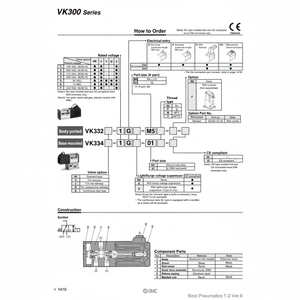 Soupape de commande VK332V-5GS-M5-F électrovanne pneumatique SMC - Product Image 1