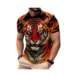 Bán Buôn 100% Polyester In Kỹ Thuật Số Jersey Tiger T-Shirt Casual Thời Trang Phố Tùy Chỉnh Thiết Kế In Mô Hình Người Đàn Ông Của 180G - Product Image 1
