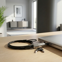 YH1183 Nuevo Diseño Antirrobo, Cable Cromado de 1.8M con Cerradura de Llave para Portátil, con Ranuras de Seguridad Nano Wedge para HP/Computadora